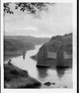 Trois Voiliers Sur La Riviere by Maurice Chabas