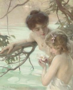 Mother And Child Bathing by Paul Chabas