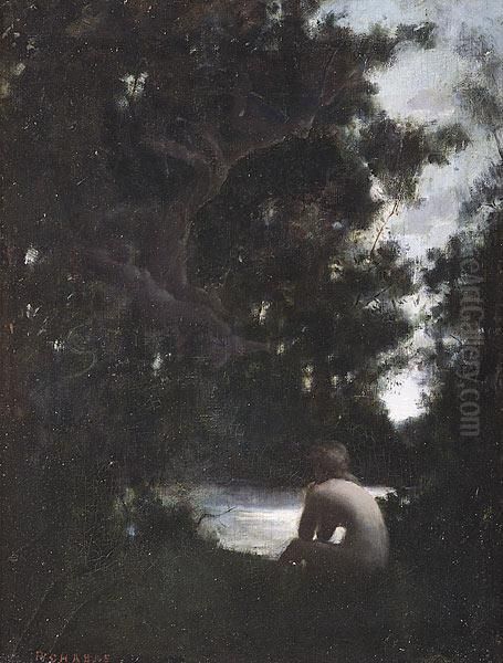 Nude Bather By A Forest Pond - view 1
