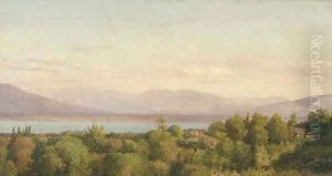 A view of Lake Geneva with the glaciers of Mont Blanc beyond by Jean-Joseph-Xavier Bidauld
