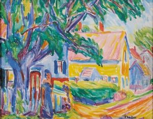 Provincetown Street Scene With Figure by Oliver Newberry Chaffee