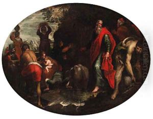 Moses striking the Rock by Leandro Bassano