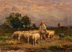 Berger Et Son Troupeau by Jean-Ferdinand Chaigneau