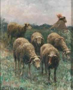 Bergere Et Ses Moutons by Jean-Ferdinand Chaigneau