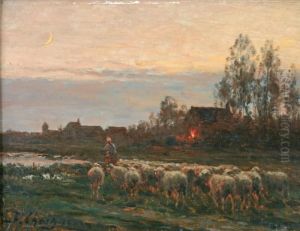 Troupeau De Moutons Le Soir Devantchailly Troupeau De Moutons Le Soir Devantchailly