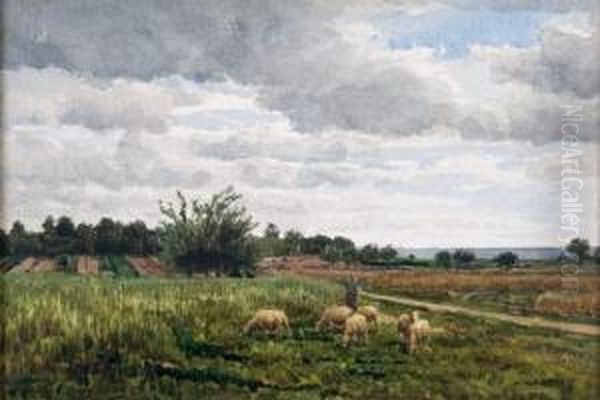 Bergere Et Son Troupeau A Barbizon - view 1