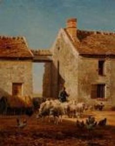 Le Retour Du Berger Et Ses Mouton by Jean-Ferdinand Chaigneau