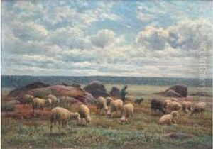 Berger Et Moutons by Jean-Ferdinand Chaigneau
