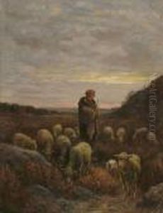 A Shepherd And His Flock, Sunset