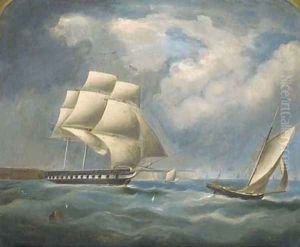A frigate under reduced rig in the Channel by Thomas Buttersworth