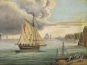 An English frigate in the Channel by Thomas Buttersworth