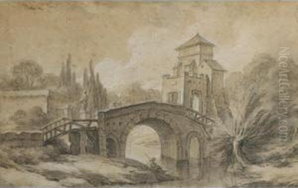 Paysage Au Pont [ ; Landscape With Bridge ; Black Chalk, Heightened With White Chalk] - view 1