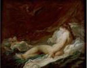 Jeune Femme Allongee. by Charles Michel-Ange Challe