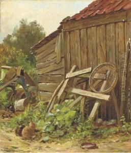 Rabbits Beside A Barn