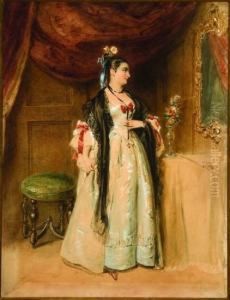 A Woman Gazing Into A Mirror