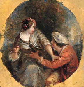 Amorous Couples in Landscapes, in painted ovals by Bonaventura De Bar