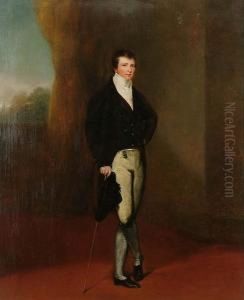 Portrait Of A Gentleman, Standing, Full-length by Alfred-Edward Chalon