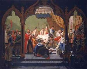 Henri IV (1553-1610) Receiving the Attributes of Monarchy from the Dying Henri III (1551-1589) by Francois Buffet