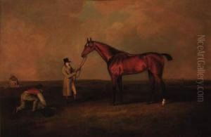 Cardinal Beaufort, Held By A Groom, With Another Figure, Onnewmarket Heath