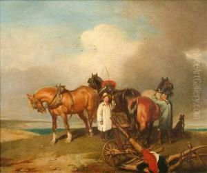 Countrymen Paused With Their Horses by John James Chalo