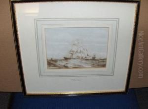 Sailing Vessel In Choppy Waters, Thought To Be Off Whitby by George Chambers