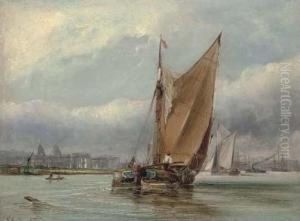 Barges On Greenwich Reach by George Chambers