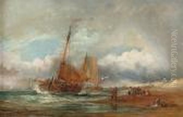 Barges Beaching On A Blustery Day - view 1