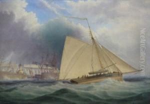 Sailing Boats Outside South Coast Harbour, Watercolour, Signed, 11" X 16"