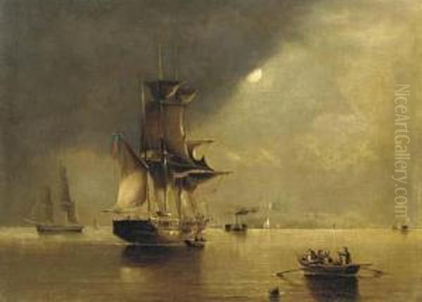 Shipping In A Moonlite Sea - view 1