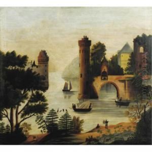 A Romanticized View Of Storm King Mountain From Newburgh, Newyork