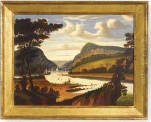 View Along The Delaware River With The Water Gap