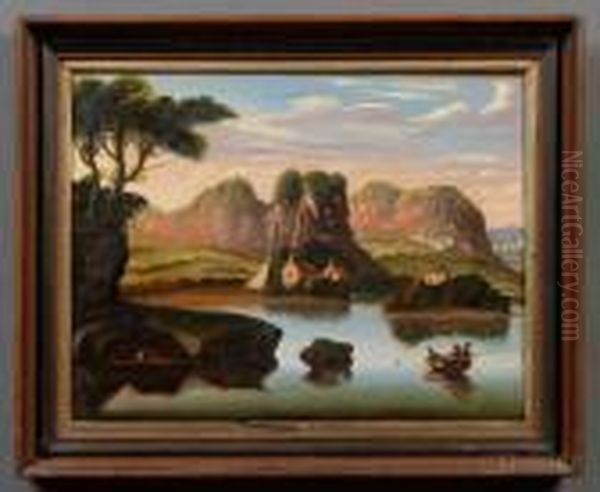 River Valley With Fishermen, Cottages, And Distant Castle. - view 1
