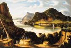 A View Of The Hudson River With Figures In Foreground by Thomas Chambers