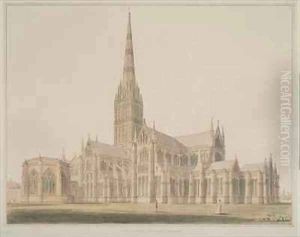 South East View of the Salisbury Cathedral and Chapter House by John Buckler