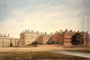 The Treasury and houses in Downing Street from St. James's Park by John Buckler