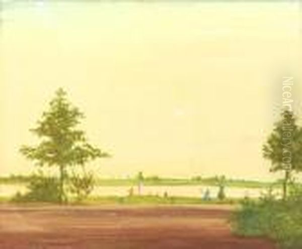 Dusseldorf - River Landscape With Playing Children - view 1