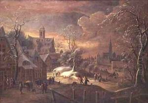 Snow landscape by Pieter Bouts