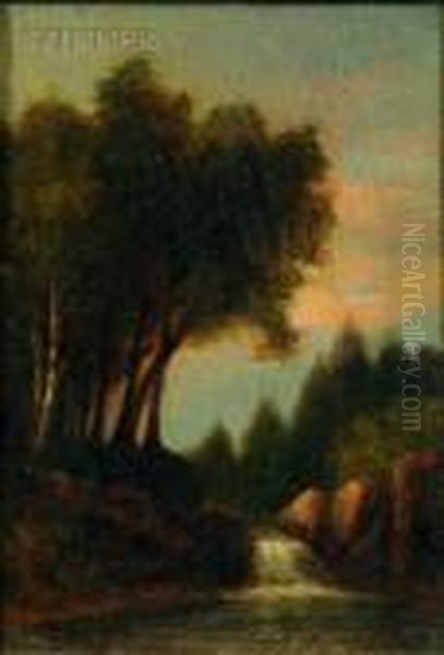 River Landscape With Waterfall - view 1