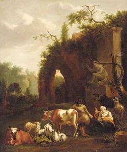 Resting by the ruins by Dirk van Bergen