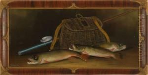 Still Life With Trout, Creel And Fishing Rod by William Henry Chandler