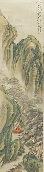 Bodhidharma Meditating In The Mountains - view 1