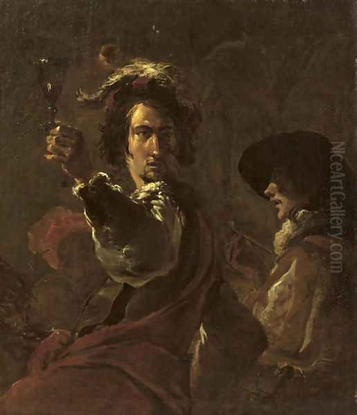Two soldiers drinking and smoking - view 1