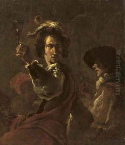 Two soldiers drinking and smoking