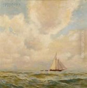 Schooner On The Open Sea by Carlton Theodore Chapman