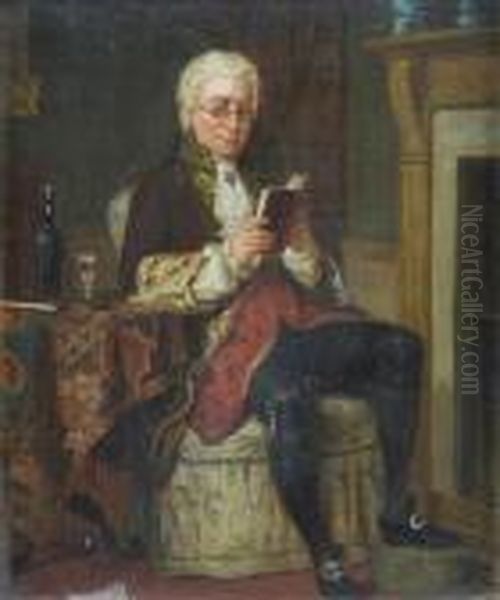 An Absorbingread, 18th Century Interior With Seated Figure - view 1
