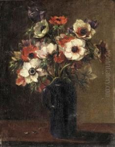 A Vase Of Anemonies
Oil On Canvas
