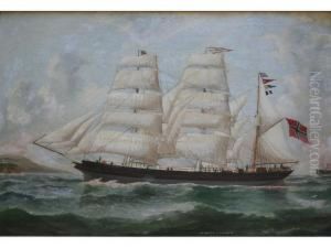 The Norwegian Barque Atlantic Of Boroen by Reuben Chappell Of Poole