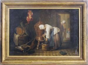 A Woman Drawing Water From A Cistern by Jean-Baptiste-Simeon Chardin