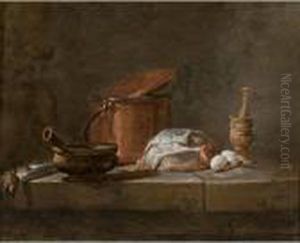 Still Life With Leeks,a Casserole And A Cloth