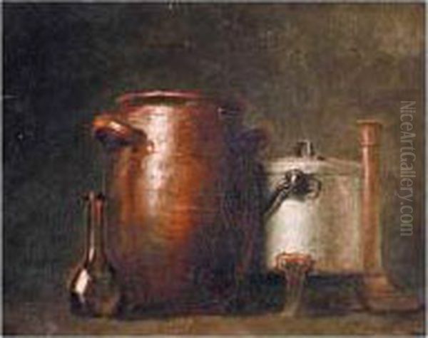 A Still Life With A Pot, A Saucepan, A Candlestick And A Vase - view 1